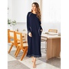 Ekouaer Women’s Long Sleeve Nightgown Full Length Nightshirt with Pockets | warm ankle length sleep dress, winter sleepwear, loose nightgown, lounging dress, vacation maxi long dress, maternity gown(A-navy Blue)