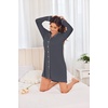 Ekouaer Womens Nightgown Long Sleeve Nightshirt Soft Button Down Sleepshirt | Notch Collar Boyfrend Sleepwear, Maternity Nursing Nightgown, Delivery Pajama Shirt, Bridal Night Dress, Classic Loungewear(Dark Grey)