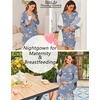 Ekouaer Womens Nightgown Long Sleeve Nightshirt Soft Button Down Sleepshirt | Notch Collar Boyfrend Sleepwear, Maternity Nursing Nightgown, Delivery Pajama Shirt, Bridal Night Dress, Classic Loungewear(Teddy Moon)