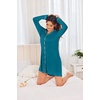 Ekouaer Womens Nightgown Long Sleeve Nightshirt Soft Button Down Sleepshirt | Notch Collar Boyfrend Sleepwear, Maternity Nursing Nightgown, Delivery Pajama Shirt, Bridal Night Dress, Classic Loungewear(Blue Green)