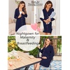 Ekouaer Womens Nightgown Long Sleeve Nightshirt Soft Button Down Sleepshirt | Notch Collar Boyfrend Sleepwear, Maternity Nursing Nightgown, Delivery Pajama Shirt, Bridal Night Dress, Classic Loungewear(Navy Blue2)