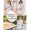 Ekouaer Womens Nightgown Long Sleeve Nightshirt Soft Button Down Sleepshirt | Notch Collar Boyfrend Sleepwear, Maternity Nursing Nightgown, Delivery Pajama Shirt, Bridal Night Dress, Classic Loungewear(Gray Star)