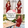 Ekouaer Womens Nightgown Long Sleeve Nightshirt Soft Button Down Sleepshirt | Notch Collar Boyfrend Sleepwear, Maternity Nursing Nightgown, Delivery Pajama Shirt, Bridal Night Dress, Classic Loungewear(Christmas Plaid)