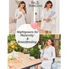 Ekouaer Womens Nightgown Long Sleeve Nightshirt Soft Button Down Sleepshirt | Notch Collar Boyfrend Sleepwear, Maternity Nursing Nightgown, Delivery Pajama Shirt, Bridal Night Dress, Classic Loungewear(Light Grey)