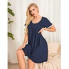 Ekouaer Womens Nightgown Short Sleeve Sleepwear Soft Pleated Sleepshirt | Women Soft Sleeping Gown, Loose Night Gown, Year-Round Sleepwear, Maternity Gown, Daily Wear Nightshirt, Outdoor Loungewear(Navyblue)