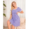 Ekouaer Womens Nightgown Short Sleeve Sleepwear Soft Pleated Sleepshirt | Women Soft Sleeping Gown, Loose Night Gown, Year-Round Sleepwear, Maternity Gown, Daily Wear Nightshirt, Outdoor Loungewear(Purple Floral)