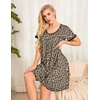 Ekouaer Womens Nightgown Short Sleeve Sleepwear Soft Pleated Sleepshirt | Women Soft Sleeping Gown, Loose Night Gown, Year-Round Sleepwear, Maternity Gown, Daily Wear Nightshirt, Outdoor Loungewear(Leopard)