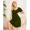 Ekouaer Womens Nightgown Short Sleeve Sleepwear Soft Pleated Sleepshirt | Women Soft Sleeping Gown, Loose Night Gown, Year-Round Sleepwear, Maternity Gown, Daily Wear Nightshirt, Outdoor Loungewear(Army Green)