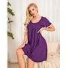 Ekouaer Womens Nightgown Short Sleeve Sleepwear Soft Pleated Sleepshirt | Women Soft Sleeping Gown, Loose Night Gown, Year-Round Sleepwear, Maternity Gown, Daily Wear Nightshirt, Outdoor Loungewear(Purple)
