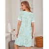 Ekouaer Womens Nightgown Short Sleeve Sleepwear Soft Pleated Sleepshirt | Women Soft Sleeping Gown, Loose Night Gown, Year-Round Sleepwear, Maternity Gown, Daily Wear Nightshirt, Outdoor Loungewear(Light Green Floral)