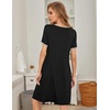 Ekouaer Womens Nightgown Short Sleeve Sleepwear Soft Pleated Sleepshirt | Women Soft Sleeping Gown, Loose Night Gown, Year-Round Sleepwear, Maternity Gown, Daily Wear Nightshirt, Outdoor Loungewear(Black)