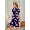 Ekouaer Womens Nightgown Short Sleeve Sleepwear Soft Pleated Sleepshirt | Women Soft Sleeping Gown, Loose Night Gown, Year-Round Sleepwear, Maternity Gown, Daily Wear Nightshirt, Outdoor Loungewear(Floral Navy Rose)