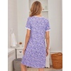 Ekouaer Womens Nightgown Short Sleeve Sleepwear Soft Pleated Sleepshirt | Women Soft Sleeping Gown, Loose Night Gown, Year-Round Sleepwear, Maternity Gown, Daily Wear Nightshirt, Outdoor Loungewear(Purple Floral)