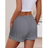 Ekouaer Womens Pajama Shorts Casual Cute Printed Lounge Pj Bottoms(Black Strip)
