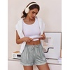 Ekouaer Womens Pajama Shorts Casual Cute Printed Lounge Pj Bottoms(Grey Strip)