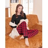 Ekouaer Womens Pajamas Sets Long Sleeve Tops with Jogger Pants | Two-Piece Plaid Sleepwear, Soft Pjs, Fall Lounge Set, Casual Outfits with Pockets, Round Neck(Black Red Plaid2)