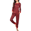 Ekouaer Womens Pajamas Sets Long Sleeve Tops with Jogger Pants | Two-Piece Plaid Sleepwear, Soft Pjs, Fall Lounge Set, Casual Outfits with Pockets, Round Neck(Red Big Plaid)
