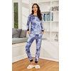 Ekouaer Womens Pajamas Sets Long Sleeve Tops with Jogger Pants | Two-Piece Plaid Sleepwear, Soft Pjs, Fall Lounge Set, Casual Outfits with Pockets, Round Neck(Blue Star)