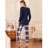 Ekouaer Womens Pajamas Sets Long Sleeve Tops with Jogger Pants | Two-Piece Plaid Sleepwear, Soft Pjs, Fall Lounge Set, Casual Outfits with Pockets, Round Neck(Navy Blue Plaid)