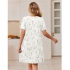 Ekouaer Zipper Robes for Women Short Sleeve Bathrobes Lace Lightweight House Coat Soft Zip Up Nightgowns with Pockets(White Colorful Florals)