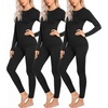 Ekouaer 3 Sets Thermal Underwear for Women Long Johns Long Sleeve Base Layer for Cold Weather S-XXL(Black/Black/Black)