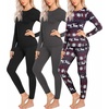 Ekouaer 3 Sets Thermal Underwear for Women Long Johns Long Sleeve Base Layer for Cold Weather S-XXL(Black/Grey/Christmas)