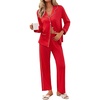Ekouaer Pajamas For Women Set Button Down Sleepwear Long Pj Pant Lounge Set | 2 Pieces,Long Sleeve,Patch Pocket,Elastic Waistband,Soft,Breathable,Lightweight,Fall and Winter(Red)