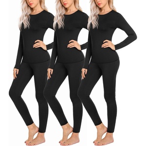 Ekouaer 3 Sets Thermal Underwear for Women Long Johns Long Sleeve Base Layer for Cold Weather S-XXL(Black/Black/Black)