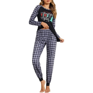 Ekouaer Christmas Pajamas for Women Cute Print Long Sleeve Pj Lounge Set | Soft Womens Christmas Pjs,Joggers Long Pants Sleepwear,2 Piece loungewear for Xmas,Holiday,Fall and Winter(Pat9_green Plaid Snowflake)