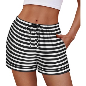 Ekouaer Womens Pajama Shorts Casual Cute Printed Lounge Pj Bottoms(Black Strip)