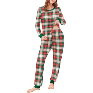 Ekouaer Womens Pajamas Sets Long Sleeve Tops with Jogger Pants | Two-Piece Plaid Sleepwear, Soft Pjs, Fall Lounge Set, Casual Outfits with Pockets, Round Neck(Red Green Plaid)
