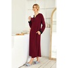Ekouaer Nightgowns for Women Long Sleeve Winter Night Gown with Pockets | Long Nightgown Plus Size Lounge Dress Button Down Sleepshirts V Neck Night Shirt Warm Sleepwear Full Length Loungewear(Wine Red)