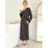Ekouaer Nightgowns for Women Long Sleeve Winter Night Gown with Pockets | Long Nightgown Plus Size Lounge Dress Button Down Sleepshirts V Neck Night Shirt Warm Sleepwear Full Length Loungewear(Chirstmas Black)