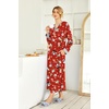 Ekouaer Nightgowns for Women Long Sleeve Winter Night Gown with Pockets | Long Nightgown Plus Size Lounge Dress Button Down Sleepshirts V Neck Night Shirt Warm Sleepwear Full Length Loungewear(Christmas Red With Santa)