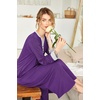 Ekouaer Nightgowns for Women Long Sleeve Winter Night Gown with Pockets | Long Nightgown Plus Size Lounge Dress Button Down Sleepshirts V Neck Night Shirt Warm Sleepwear Full Length Loungewear(Purple)