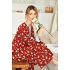 Ekouaer Nightgowns for Women Long Sleeve Winter Night Gown with Pockets | Long Nightgown Plus Size Lounge Dress Button Down Sleepshirts V Neck Night Shirt Warm Sleepwear Full Length Loungewear(Christmas Red With Santa)