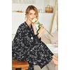 Ekouaer Nightgowns for Women Long Sleeve Winter Night Gown with Pockets | Long Nightgown Plus Size Lounge Dress Button Down Sleepshirts V Neck Night Shirt Warm Sleepwear Full Length Loungewear(Black White Floral)