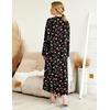 Ekouaer Nightgowns for Women Long Sleeve Winter Night Gown with Pockets | Long Nightgown Plus Size Lounge Dress Button Down Sleepshirts V Neck Night Shirt Warm Sleepwear Full Length Loungewear(Chirstmas Black)