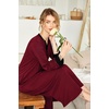 Ekouaer Nightgowns for Women Long Sleeve Winter Night Gown with Pockets | Long Nightgown Plus Size Lounge Dress Button Down Sleepshirts V Neck Night Shirt Warm Sleepwear Full Length Loungewear(Wine Red)
