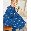 Ekouaer Nightgowns for Women Long Sleeve Winter Night Gown with Pockets | Long Nightgown Plus Size Lounge Dress Button Down Sleepshirts V Neck Night Shirt Warm Sleepwear Full Length Loungewear(Blue Star)