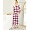 Ekouaer Nightgowns for Women Long Sleeve Winter Night Gown with Pockets | Long Nightgown Plus Size Lounge Dress Button Down Sleepshirts V Neck Night Shirt Warm Sleepwear Full Length Loungewear(White Plaid)