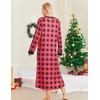 Ekouaer Nightgowns for Women Long Sleeve Winter Night Gown with Pockets | Long Nightgown Plus Size Lounge Dress Button Down Sleepshirts V Neck Night Shirt Warm Sleepwear Full Length Loungewear(Red Plaid)