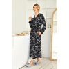 Ekouaer Nightgowns for Women Long Sleeve Winter Night Gown with Pockets | Long Nightgown Plus Size Lounge Dress Button Down Sleepshirts V Neck Night Shirt Warm Sleepwear Full Length Loungewear(Black White Floral)