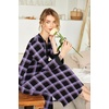 Ekouaer Nightgowns for Women Long Sleeve Winter Night Gown with Pockets | Long Nightgown Plus Size Lounge Dress Button Down Sleepshirts V Neck Night Shirt Warm Sleepwear Full Length Loungewear(Purple Plaid)