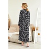 Ekouaer Nightgowns for Women Long Sleeve Winter Night Gown with Pockets | Long Nightgown Plus Size Lounge Dress Button Down Sleepshirts V Neck Night Shirt Warm Sleepwear Full Length Loungewear(Black White Floral)