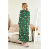 Ekouaer Nightgowns for Women Long Sleeve Winter Night Gown with Pockets | Long Nightgown Plus Size Lounge Dress Button Down Sleepshirts V Neck Night Shirt Warm Sleepwear Full Length Loungewear(Christmas Green)