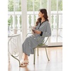 Ekouaer Nightgowns for Women Long Sleeve Winter Night Gown with Pockets | Long Nightgown Plus Size Lounge Dress Button Down Sleepshirts V Neck Night Shirt Warm Sleepwear Full Length Loungewear(Grey White Striped)