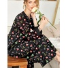 Ekouaer Nightgowns for Women Long Sleeve Winter Night Gown with Pockets | Long Nightgown Plus Size Lounge Dress Button Down Sleepshirts V Neck Night Shirt Warm Sleepwear Full Length Loungewear(Chirstmas Black)