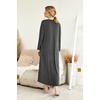 Ekouaer Nightgowns for Women Long Sleeve Winter Night Gown with Pockets | Long Nightgown Plus Size Lounge Dress Button Down Sleepshirts V Neck Night Shirt Warm Sleepwear Full Length Loungewear(Grey)