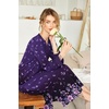 Ekouaer Nightgowns for Women Long Sleeve Winter Night Gown with Pockets | Long Nightgown Plus Size Lounge Dress Button Down Sleepshirts V Neck Night Shirt Warm Sleepwear Full Length Loungewear(Purple Flower)